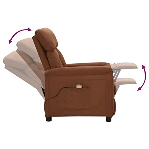KOIECETA Massagesessel mit Heizfunktion TV Sessel Fernsehsessel Relaxsessel Ruhesessel Polstersessel Liegesessel Lounge Wildleder-Optik (Braun) – Bild 7