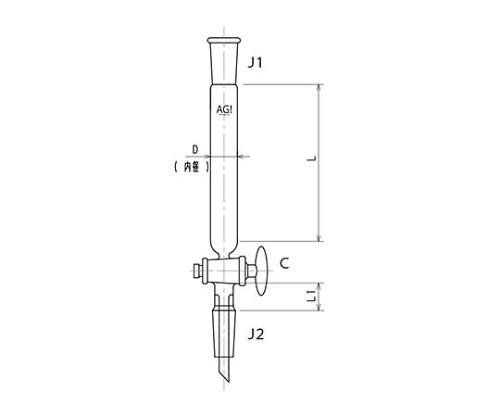 ジョイント付クロマトカラム ガラスコック付 3820-10/500-3L