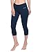 Baleaf Women's Yoga Capri Legging Inner Pocket Non See-through Dark Blue Size M