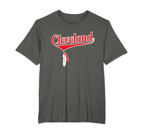 Vintage Cleveland Baseball mit hängenden Federn T-Shirt