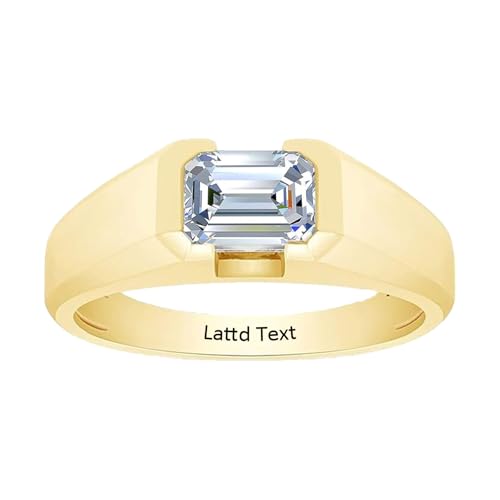 Lattd Lab Grown Diamond Ring for Men 10K 14K 18K Solid Gold IGI Certified 1-3CT Personalized Solitaire Emerald Cut Diamond Engagement Ring Christmas Anniversary Wedding Signet Rings Gifts