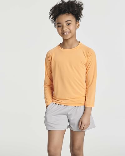 Image of Real Essentials 4 Pack: Girls' Rash Guard Swim Shirts - Long Sleeve UPF Sun Protection Tops (Ages 4-16)