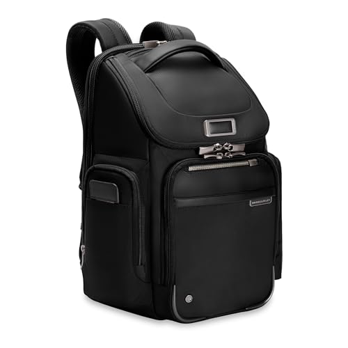 Image of Briggs & Riley Medium Widemouth Backpack for Women & Men - Laptop Backpack, For Work & Travel, Lightweight & Durable, Padded Straps, Fits up to 15 inch Laptop - @work Collection, Black