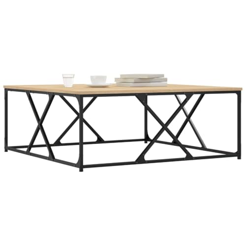 Table basse chêne Sonoma 100x100 cm plateau robuste design stable salon