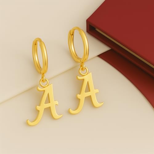 Stone Armory Earrings for University of Alabama Jewelry Gifts for Women, Graduation – Stainless Steel Skin-Friendly Alabama Crimson Tide Earrings 18K Gold Finish Alabama A Hoops2
