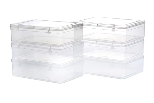 Image of Sthavir Premium Plastic Storage Boxes, Transparent Containers, Large Boxes With Lock System for Jewellery /Medicines /Stationery /Cosmetics /Accessories - 28x19x7 Cm - 3750 ML - Pack of 6 (Size No. - 8)