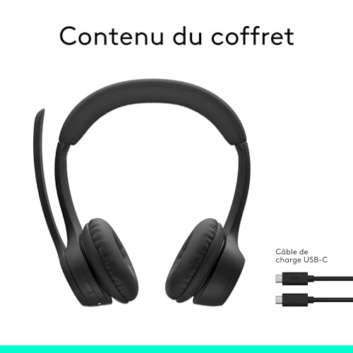 Logitech Zone 300 Casque Bluetooth sans Fil avec Microphone Anti-Parasite, Compatible avec Windows, Mac, Chrome, Linux, iOS, iPadOS, Android - Noir