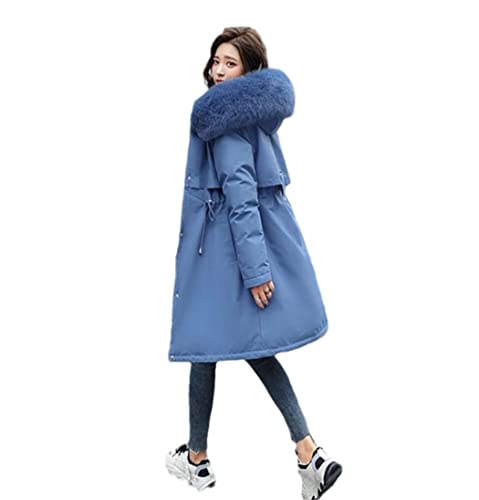 Manteau polaire épais pour femme parka bleu 3XL mi-long rembourré FULBHPRINT