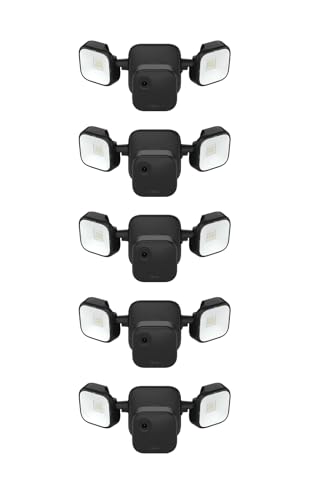 Blink Outdoor Floodlight Camera Kit | Wireless smart security camera, 700 lumens of LED, two-year battery life, enhanced motion detection | Works with Alexa | Sync Module 2 included | 5 Kits