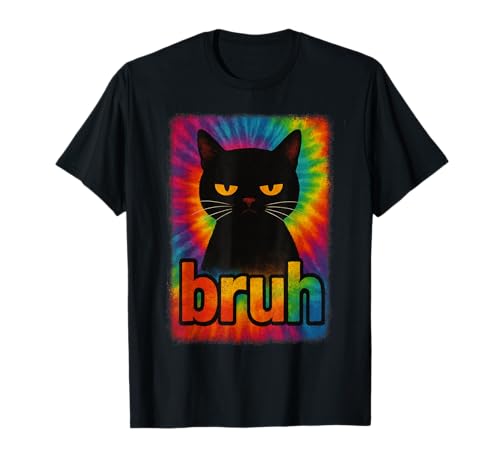 Drôle de chat Bruh pour adolescents, garçons, filles, hommes, femmes Meme Tie Dye T-Shirt