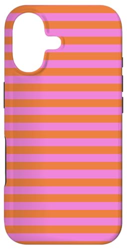 Orange and Pink Stripes Geometric Horizontal Lines Pattern X}zP[X iPhone 17 p