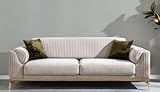 Largeur : 230 cm Casa Padrino Luxe Art Deco Canapé Gris clair/marron/doré 230 x 100 x H. 92 cm - Canapé de salon noble avec coussins décoratifs - Meuble de luxe Art déco