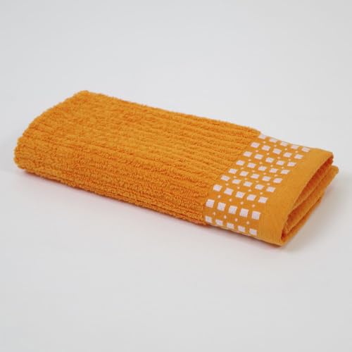 10XDIEZ Paño de Cocina Rizo Cenefa Jacquard 13004 (Naranja - Cenefa 04-50cm x 50cm)