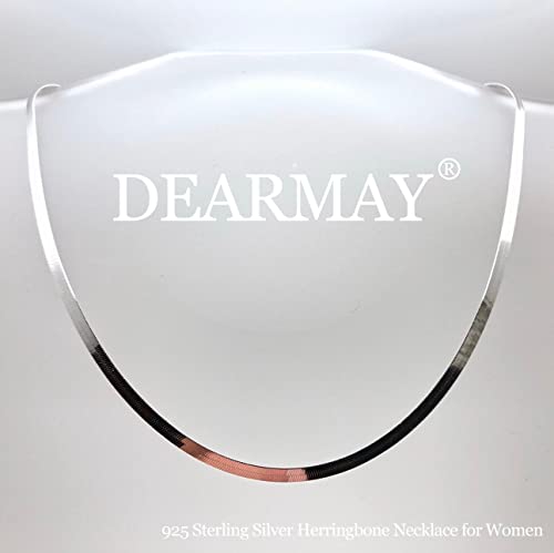 Dearmay D-NK-3MM 16"-SL Silver Herringbone Necklace For Women Dainty Sterling Silver Necklace For Women Sterling Silver Chain Choker Necklace thumb #5