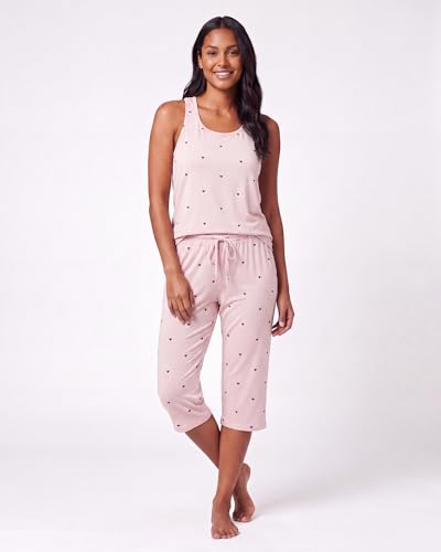 Image of 2 Pack Women's Pajama Sets 2 Piece Tank Top Capri Pants PJs Sleepwear Cute