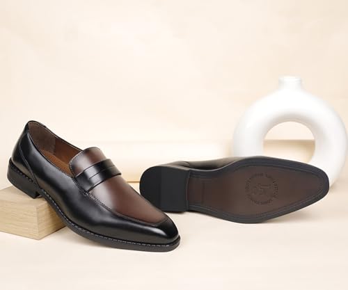 Image of LOUIS STITCH Men's Formal Shoes - Leatherette, Breathable Lining, Moccasins Style | Comfortable for Business, Casual, Parties | Double Tone Finishing (SXMCDS)