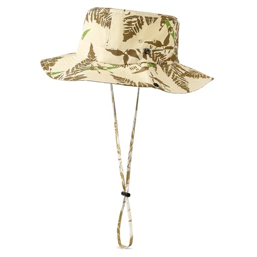 Image of Printed Bucket Hat UPF 50+ Quick-Dry Breathable Sun Hat, Roll-Up Brim Boonie Hat with Adjustable Fit for Beach Hiking Fishing