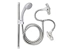 Croydex Secura Shower Head and Hose Attachment for Bath Taps - Multipurpose Stainless Steel Shower Hose, Complete Set with Riser Rail, Easy Push-On Design with Straps for Bathroom, Kitchen, Pet Shower