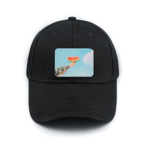 Casquette de baseball noire coton motif pastèque avec sangle de serrage arrière