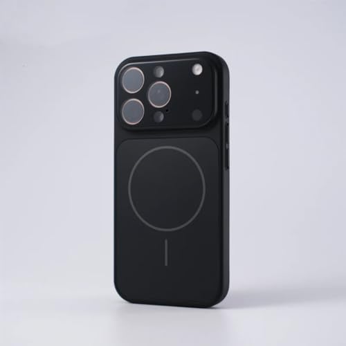 Coque iPhone 15 Pro noire mate chargement sans fil magnétique protection objectif