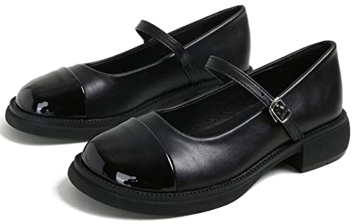 TN TANGNEST Women's Mary Jane Shoes Cute Round Toe One-Shaped Strap Platform Uniform Dress Shoes