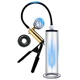 Pompa pene per ingrandimento manuale con manometro e impugnatura in metallo sex toys per uomo(2.5in/6.35cm)
