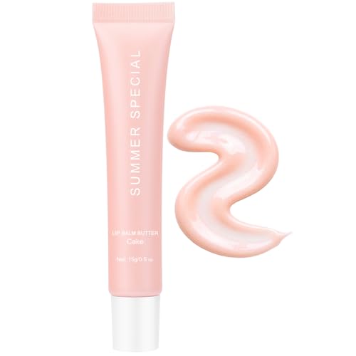 Kureelect Summer Lip Butter Balm Vegan Hydrating Lip Gloss Tube for Dry Cracked Lips Non-Sticky Tinted Lip Care with Natural Oils Long-Lasting Moisture & High Shine Finish - Cake [0.5 oz]