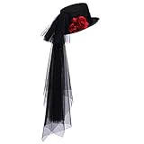 COSDREAMER Womens Men Steampunk Top Hats Victorian Veil Feather Hat Halloween Hats (61cm, Black 1)