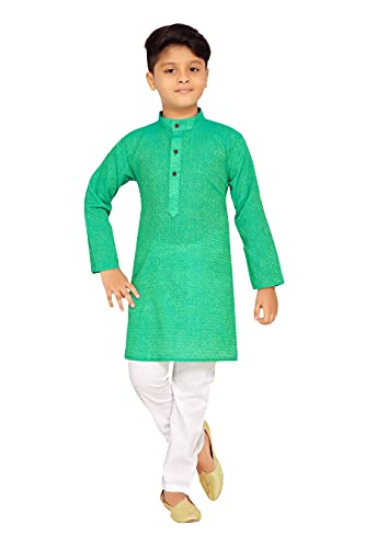 Image of BABA AND BABY Boy's Cotton Kurta Pyjama Set