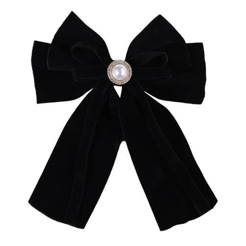 ZOONAI Cute Velvet Hair Bow for Women Girls Sweet Big Bowknot Velvet Boutique Hair Clips Soft Teens Toddlers Christmas Halloween Headwear Hair Accessories (Black)