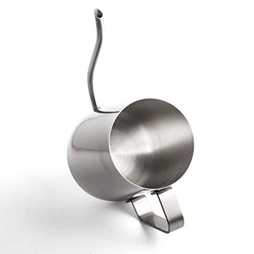 Long Narrow Spout Coffee Pot [Small] - Newness 304 Stainless Steel Hanging Ear Hand Blunt Pour Over Drip Pot for Coffee Maker, Hanging Ear Coffee Bag Lover, 1.37 Cup (11 Ounces, 330 Milliliter) - Thumbnail 7