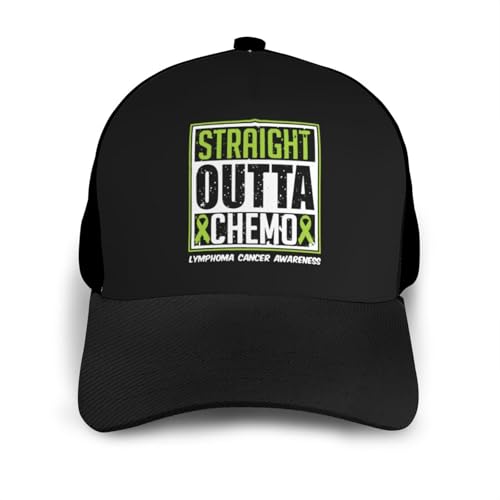 Straight Outta Chemo Lymphoma Cancer Awareness Bonnets Curved Brim Mesh Baseball Cap Casual Sun Hat Unisex3