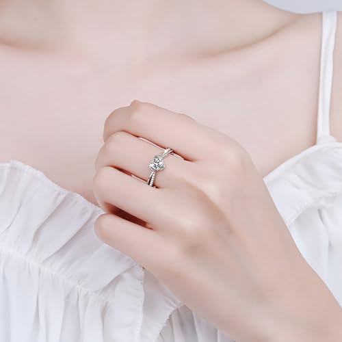 Moissanite Adjustable Wedding Rings for Women in 14K White Gold, 0.5 Carat Heart Moissanite D-Color VVS1,Wedding Day Elegance for Wife2