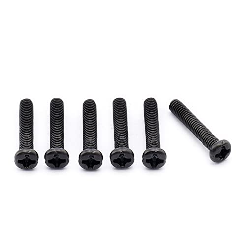 Musiclily Pro Metric M3X16mm Steel Saddle Intonation Screws for Import Strat Style Electric Guitar Tremolo Bridge, Black (Set of 6)