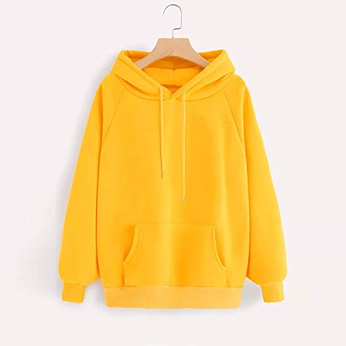 Sweats à capuche jaunes femme Harajuku style ample et coupe décontractée