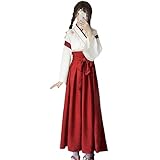 [Qichenk] 和服 着物 和装 大正ロマン ドレス 仮装 ワンピース 大きいサイズ ゆったり コスプレ 大人用 衣装 浴衣 昭和 レトロ バラ かわいい ゴスロリ my004-C-red M