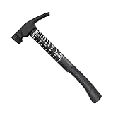 Boss Hammer Premium 4340 Steel Rip Claw Hammer with Tough-Fiber Shock-Absorbing Fiberglass Handle - 18 oz, Cerakote Finish, Smooth Faced, No-Slip Grip - BH18STPFS