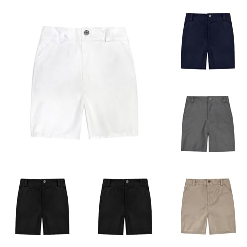 Boys Flat Front Performance Stretch Short Chino Golf Uniform Shorts Classic Pull-On Style Suit Shorts with Pockets