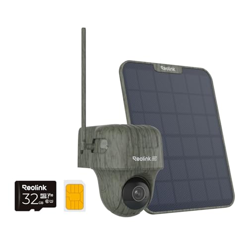 REOLINK 4K Cellular Trail Camera, 3G/4G LTE, 360° 4K HD Full View, 32GB SD+SIM Card Included, Animal Recognition, No-Glow IR, Smart Motion Activated, Go Ranger PT+Solar Panel, Updated Version