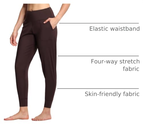 THE GYM PEOPLE Women's Joggers Pants Lightweight Athletic Leggings Tapered Lounge Pants for Workout, Yoga, Running Brown — view 4
