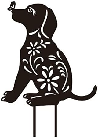 Dog Metal Garden Stakes, Stake Garden Metal Dog Garden Stakes, Black Puppy Dog Shaped Yard Decoration, Garden Decorative Animal Stakes, Yard Decor Art Lawn