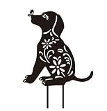Dog Metal Garden Stakes, Stake Garden Metal Dog Garden Stakes, Black Puppy Dog Shaped Yard Decoratio
