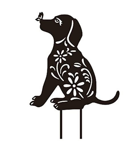 Dog Metal Garden Stakes, Stake Garden Metal Dog Garden Stakes, Black Puppy Dog Shaped Yard Decoration, Garden Decorative Animal Stakes, Yard Decor Art Lawn #TOP16
