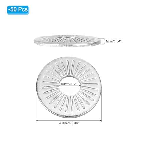 patikil 304 stainless steel flat washers 50 pack m3x10mm belleville spring disc washer conical knurled metric gasket for automotive industrial construction