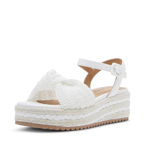 Steve Madden Girls Shoes Girls Cookie Espadrille Wedge Sandal, White Multi, 4 Big Kid