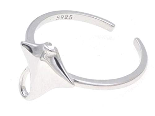 Bague raie manta en argent 925 véritable avec motif de poisson gravé à la main