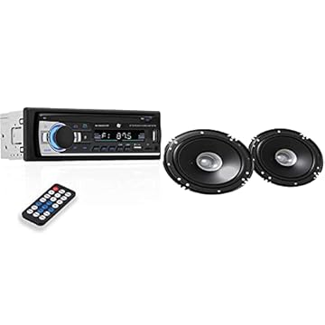 NK Autoradio Bluetooth 4.0-1 DIN - 4x40W - Funzione AUX, lettore MP3 e doppia porta USB, suono stereo FM, chiamate in vivavoce, telecomando, display LCD & JVC CS-J610X, Altoparlanti auto 16,5 cm