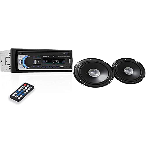 NK Autoradio Bluetooth 4.0-1 DIN - 4x40W - Funzione AUX, lettore MP3 e doppia porta USB, suono stereo FM, chiamate in vivavoce, telecomando, display LCD & JVC CS-J610X, Altoparlanti auto 16,5 cm