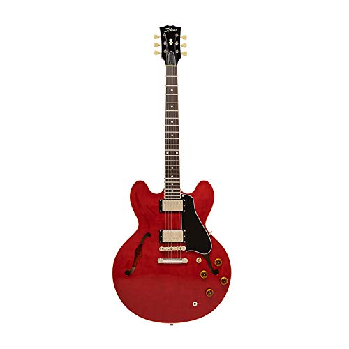 Tokai UES180 Car Guitare électrique semi-creuse avec étui Rouge pomme - Les Beatles, Paul McCartney, John Lennon, RIngo Starr, George Harrison Tokai UES180 Car Guitare électrique semi-creuse avec étui Rouge pomme
