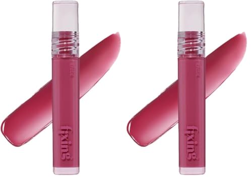 Image of ETUDE Glow Fixing Tint for Plump & Fuller Lips| Non-Sticky, Moisturising, Vegan Gloss| Shade- 12 Cherry Sugar, 3.8g (Pack of 2)